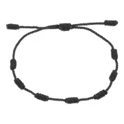Bracelet 7 Knot Handmade Adjustable String Protection Good Luck Cord Black