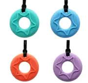 Brand New Sensory Chew Teether Necklaces Chewellery Donut 4 Pack