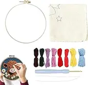 Punch Needle Kits - Adorable Cartoon Cow & Pony Designs - with Embroidery Hoop Tools - Beginner-Friendly Craft Set - Perfect for Adults, Kids & Holiday - Ideal for Home Decor & Crafters