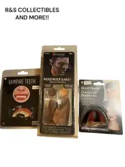 VAMPIRE TEETH, DEVIL HORNS & WEREWOLF EARS, 3-PIECE LOT FOR HALLOWEEN
