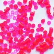 4mm Flat SEQUIN PAILLETTES Loose ~ Neon Pink Glow Edge Fluorescent See Thru