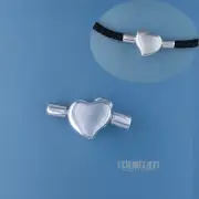 Sterling Silver Love Heart Clasp fits 3mm cord DIY European Bracelet Necklace