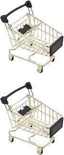 BATHVEVE 2 Pcs Mini Storage Basket Plastic Iron Small Basket for Kitchen Pantry Storage Bins Lid