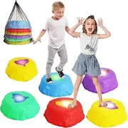 Stepping Stones for Kids, 6 Pcs Non-slip Light up Balance Stepping Stones with Storage Bag, Sensory Toddler Stepping Stone for Promoting 3 Year+ Toddler's Balance and Coordination Skills