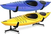 Freestanding Kayak Storage Rack, Heavy Duty Storage for Two-Kayak, SUP, Canoe & Paddleboard for Indoor, Outdoor, Garage, Shed, or Dock, Adjustable Height