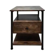 Viviendo Side Table Bedside table with 1 drawer Industrial Style Steel and Wood