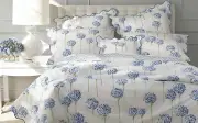 $297 MATOUK LULU DK CHARLOTTE PERCALE TWIN FLAT SHEET SCALLOP BLUE ALLIUM FLOWER
