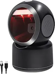 1D 2D QR Desktop Barcode Scanner Omnidirectional Hands-Free Automatic USB Barcode Reader Scanner, Capture Barcodes from Mobile Phone Screen, Automatic Image Sensing Barcode Scanner