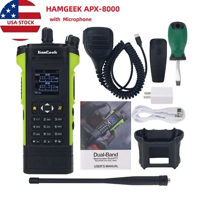 HAMGEEK APX-8000 12W VHF UHF Walkie Talkie Radio Dual PTT + Mic Original (USA)
