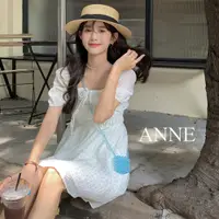 在飛比找蝦皮商城優惠-ANNE｜藍碎花一字領泡泡袖洋裝【AD20256】藍碎花洋裝