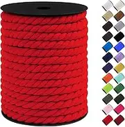 10mm Macrame Cord, 75 Feet Thick Macrame Rope Yarn Natural Cotton Cord Macrame String, Soft Craft Rope for Wall Hanging, Plant Hangers, Garden, DIY Crafting Decoration (Red)