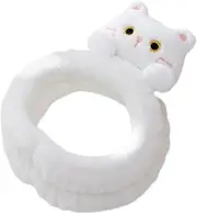 [Vaguelly] Cute Cat Cartoon Face Washing Headband for Women Elastic Hair Band for Spa and Shower Non Slip Design for Makeup and Face Care