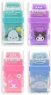 4 Pack Kawaii Cartoon Creative Roller Erasers - Roller Eraser with Roller Cleaner, Clean Up Eraser with Cover and Roller, Dual-Sided for Error Correction & Debris Collection