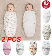 2PCS Newborn Baby Infant Swaddle Towel Blanket Wrap Sleeping Bag Cotton 0-6M AU