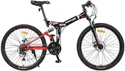 24 Speed Folding Mountain Bike 24 Inch Bicycle Double Shock Absorber Student Mountain Bike Brakes Cycling Bicycle Folding Mountain Bike