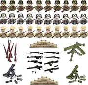 Sensogle WW2 Military Minifigures Toys for Kids, Army Men War 2 Soldier Action Figures Set, Army Battle WW2 Playset with Weapons and Baseplate