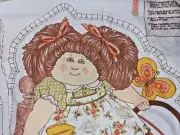 vintage 1983 Cabbage Patch Kids Cut & Sew Fabric Pillow Panel doll girl brunette