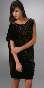 DVF Diane Von Furstenberg WILMA JOON Velvet Velour Tunic Dress Golden Tiger $298