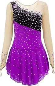 [Zagitova] Ice Figure Skating Dress for Girls Patchwork Women Breathable Competition Dance Outfit with Shiny Rhinestone