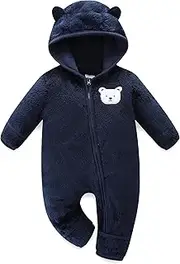 [Hikido] Unisex Newborn Clothes Winter Coats Cute Infant Jumpsuit Snowsuit Bodysuits Registry for Baby Essentials Stuff for 0-3M Navy, Navy