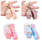 Blind box 4pcs 4cm Keychain Backpacks Labubu Doll Pendant Hanging Decoration Keyring Accessory Labubu Keychain Key Chain Bag Christmas Birthday Gift