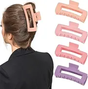 MINMUNJIU 4 Pack Extra Large Matte Non-Slip Jumbo Claw Clips for Long Curly Hair - Hair Accessories for Women and Girls