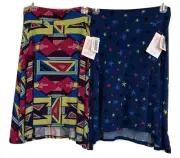 New LuLaRoe Kids Azure Skirt Lot of 2 Sz 12 Geometric Prints Pull On Girls LL13R