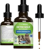 Detox Gold for Dogs - Gentle Detoxification & Elimination Support, Immune System Care, Nettle, Blessed Thistle, Burdock Root - Veterinarian-Formulated Herbal Supplement 2 oz (59 ml)