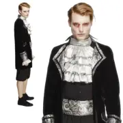 Adult Deluxe Baroque Vampire Costume Mens Halloween Fancy Dress Dracula New