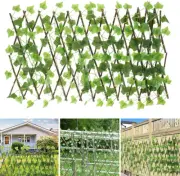 Expanding Trellis Fence, Retractable Artificial Garden Plant Fence Wooden Hedge