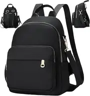 [Wedhapy] Mini Backpack for Women Multi-Pocket Minimalist Black Small Backpack with Tote & Shoulder Strap Adjustable Waterproof Backpack Purse for Business