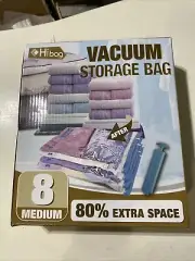HIBAG Vacuum Storage Bags, 8 Medium Sized