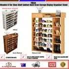 110cm Wooden 8 Tier Shoe Shelf Cabinet Rack Draw Storage Display Organiser Stand
