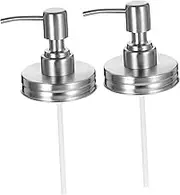 BESTYASH 2Pcs Stainless Steel Pump Lids for Mason Jar Liquid Soap Dispenser Replacement Leak Design for Shower Bottles Practical Use