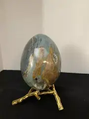 728g Chunky Druzy Ocean Jasper Egg Reiki Crystal With Stand