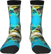 [EdWal] Soft Tropical Fish print Moisture Wicking Socks Sports Socks for Men and Women Warm thermal Boot Hiking Socks