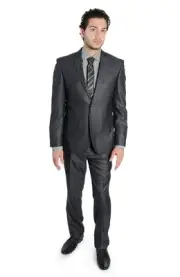 Slim Fit Suit 2 Button Charcoal Grey AZAR MAN Flat Front Pants New Style NEW