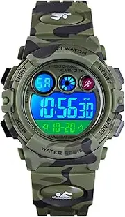 [findtime] Kids Sport Watches for Children Girls Boys Digital Watch Waterproof Electronic Ages 5-12 Alarm LED Backlight Stopwatch Multifunction Wrist Watches Camouflage Silicone Band