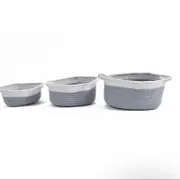 Yarra Textiles 3 PCS Cotton oval storage basket Skyy 30cm,25cm,20cm Grey-white
