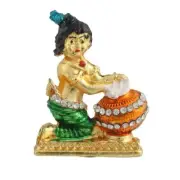 Bal Gopal Idol Krishna Metal Showpiece Statue For Home Car Dashboard Decor
