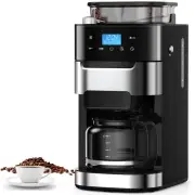 10-Cup Drip Coffee Maker with Built-In Grinder, 24-Hour Programmable, Adjusta...