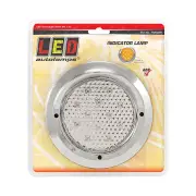 LED Autolamps Chrome Amber Round Rear Indicator Light 12-24V 12 LED Lamp Blister