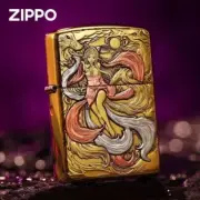 Zippo Nine Tailed Fox Girl 2 Sided Processing Etching Gold Insert Lighter Japan