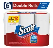 Scott Choose-A-Sheet Paper Towels, White, 6 Double Rolls