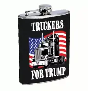 Truckers For Trump 2024 L1 8oz Stainless Steel Flask Drinking Whiskey Liquor