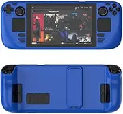 Colorful Protective Case Suitable for Steam Deck PC Material Full Cover Protective Case with Stand Skin-Friendly Feel Game Console Accessories (Dark Blue)
