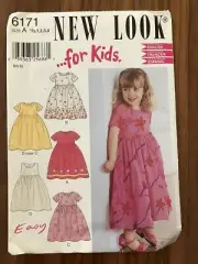 NEW LOOK for KIDS 6171 Girls Dresses Easy Sewing Pattern Size A 1/2 & 1-4 Uncut