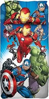 Avengers, Single Bed Sheet, Bed Set, Top Sheet, Fitted Sheet, Pillowcase, Blue, Marvel, Disney, 100% Cotton, Official Product