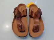 NWB VALENTINO BIRKIE TOE LEATHER SANDAL BROWN 6B MADE IN SPAIN