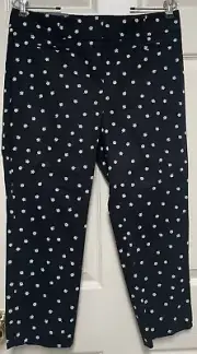 Ann Taylor Devin Fit Trouser Pants 6P Black White Flower Print